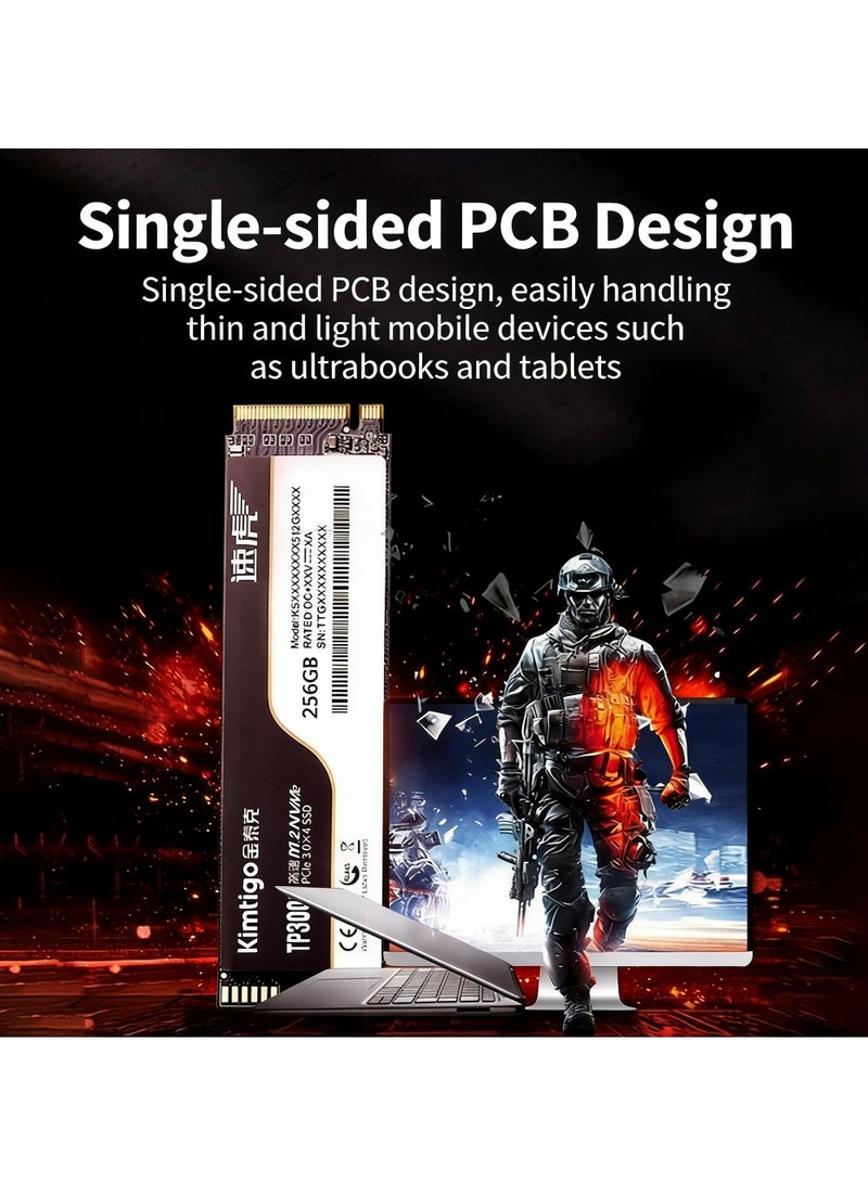 كيمتيجو محرك أقراص الحالة الصلبة الداخلي Kimtigo TP3000 SSD بسعة 256 جيجابايت M.2 2280 NVMe PCIe Gen 3×4 لأجهزة الكمبيوتر المحمولة وأجهزة الكمبيوتر المكتبية وعشاق الكمبيوتر الشخصي ولاعبي الألعاب - Image 3
